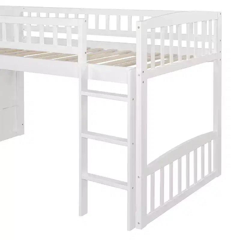 Luxystar Twin Size Loft Bed With Slide and Storage Stairs for Kids' Room