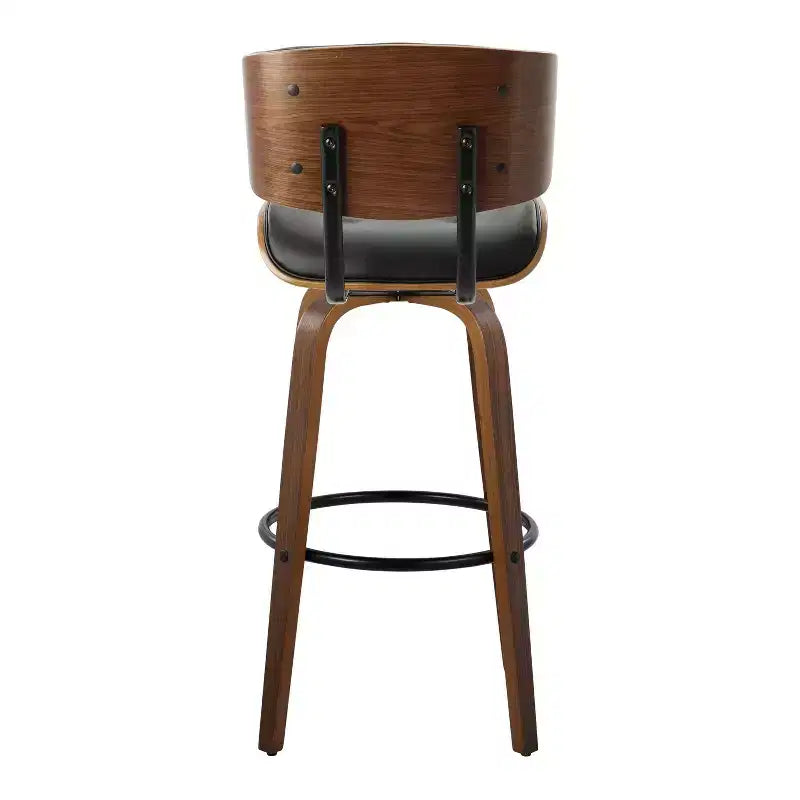 Set of 2 Lombardi Barstools Walnut/Black - LumiSource: Mid-Century Fixed-Height, Tufted, 30.5 Seat
