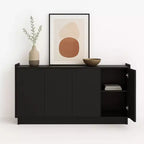 Simply Modern 4-Door Sideboard Console Table Cabinet, Black