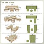 Whisen Weather-Resistant Rattan Outdoor Sectional Sofa Set Patio Couch Set with Thick Cushions and Pillows, Freely Combined Conversation Sets
