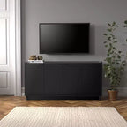 Simply Modern 4-Door Sideboard Console Table Cabinet, Black