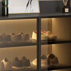 Led-lit Shoe Cabinet with Adjustable Shelves Transparent Doors
