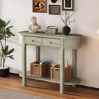 Okak Elegant Console Table with Smooth Glaze, Entry Table with Curved Design and 2 Drawers, Accent Table for Living Room, Hallway