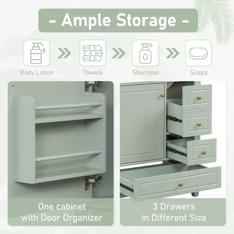 30 Bathroom Vanity Sink Combo, Bathroom storage Cabinet with Drawers and Shelf, Single Sink Bathroom Vanity