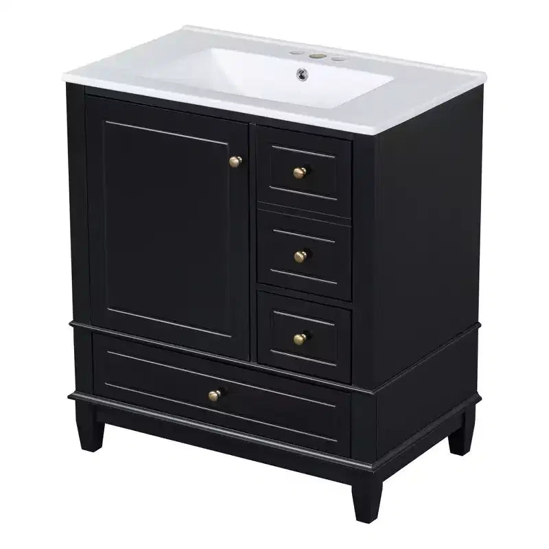 30 Bathroom Vanity Sink Combo, Bathroom storage Cabinet with Drawers and Shelf, Single Sink Bathroom Vanity