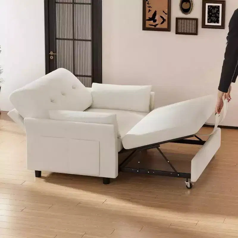 Dyonery 51 3-in-1 Sleeper Sofa Bed, Convertible Loveseat with Pull-Out Bed, Adjustable Backrest, Linen Couch