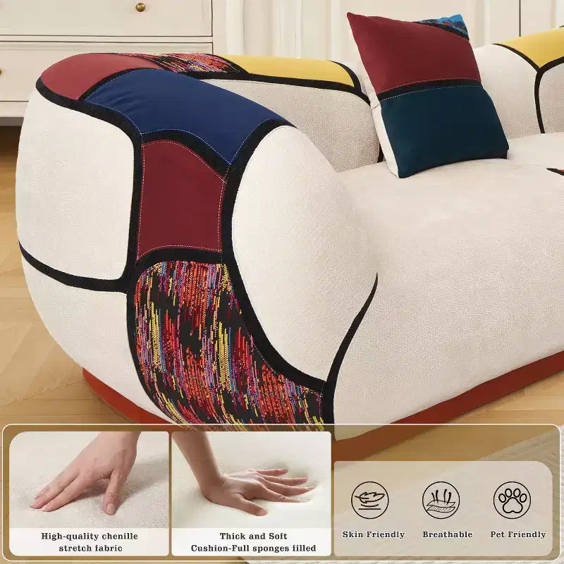 Dyonery 104-inch ultra-large modern curved sofa, sectional floor lounge sofa, equipped with cushions, no assembly required