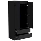 20.47  Modern Double-door Armoire with Hanging Rod and Two Drawers for Bedroom