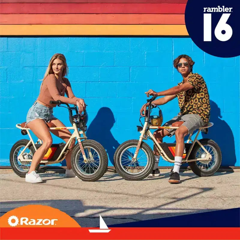 Razor Rambler Step Over Electric Scooter - Beige: 350W Motor, 15.5 mph Speed