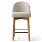 Lot de 2 tabourets de bar modernes hauteur comptoir, 26 po, chaises rembourrées en lin pour îlot de cuisine avec pieds en bois massif et dossier incurvé - Panipeachy