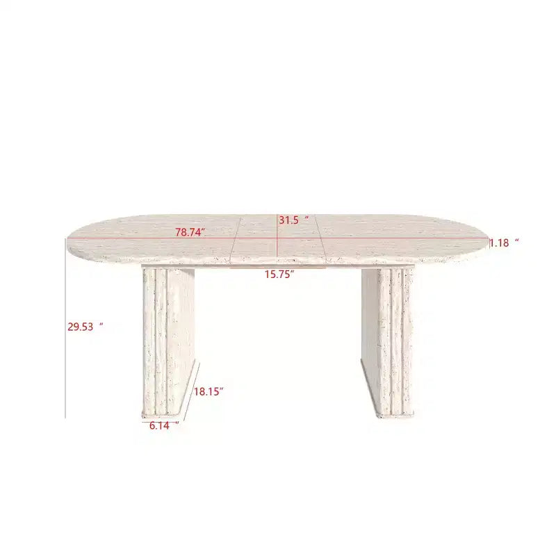 Okak 78IN Extendable Dining Table for 4-8 People, Kitchen Table with Wooden Strip Base, Foldable Table for Living Room, Dining Room