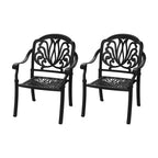 Set of 2 Cast Aluminum Patio Dining Chairs, Black Rust Resistant Frame with Water Resistant Cushions