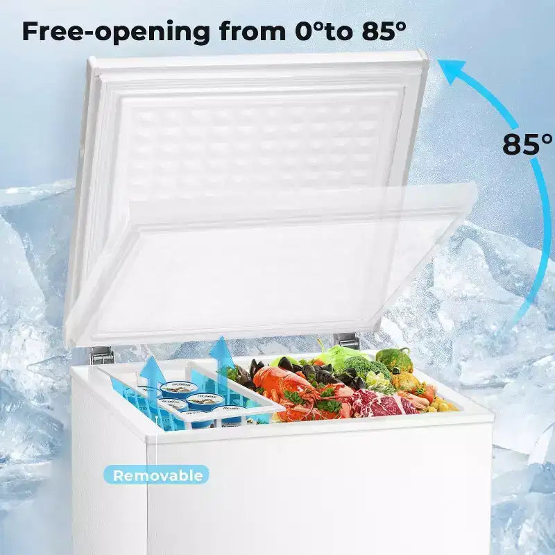ZAFRO 1.8 Cu.ft Chest Freezer, Compact Deep Freezer with 2 Baskets & Adjustable Temp, Top Open Door for Home, Dorm,Kitchen,Bar