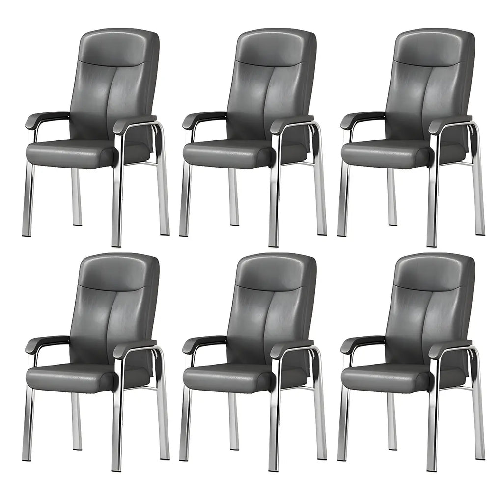 HomeyFad Modern Leather Metal 4-Leg Office Chair with Arms