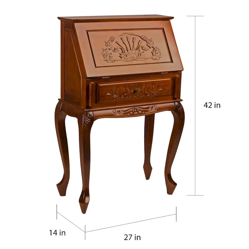 Carved Wood Secretary Desk