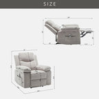 Velvet Adjustable Massage Function Power Recliner Chair with Heating System