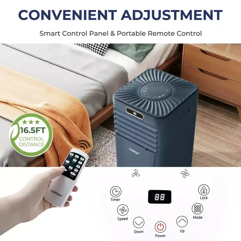 Costway 5000 BTU (8000BTU ASHRAE) Portable Air Conditioner with Remote Control 3-in-1 Air Cooler w/ Drying