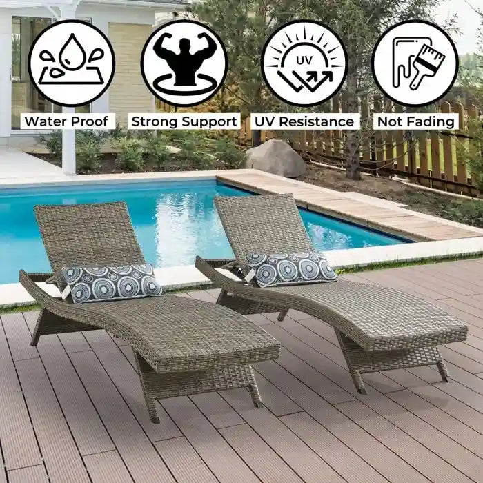 All Weather Wicker Chaise Lounge - Set of 2