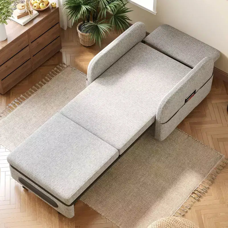Gaoyangjiaju 3-in-1 Convertible Sleeper Chair with Storage Drawer - Pull-out Sofa Bed with Side Pocket & Pillow - Grey