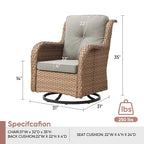 Gymojoy Outdoor Wicker Rocking Lounge Chairs with Swivel Base (Set of 2)