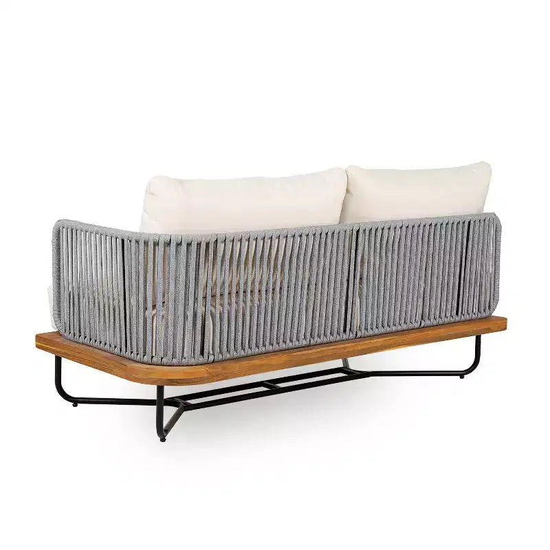 Christopher Knight Home Raphael 4 Piece Outdoor Rope and Acacia Sectional Sofa Set (Table Not Included)