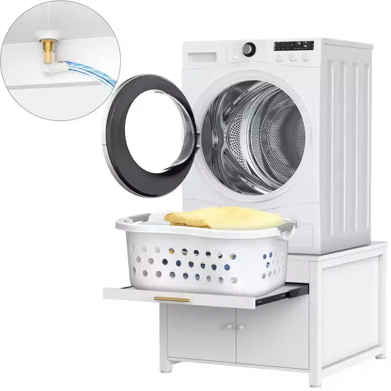 Piedestal en métal renforcé noir/blanc pour laveuse et sécheuse – Unité simple, anti-vibration