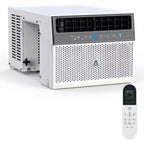 Climatiseur de fenêtre, unité de climatisation de fenêtre avec filtre lavable, compatible Wi-Fi avec télécommande, refroidit jusqu'à 32,5 mètres carrés, 6 modes, 115V/60Hz
