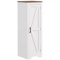 HOMCOM Farmhouse Storage Cabinet with Adjustable Shelf, Single Barn Door Accent Cabinet for Living Room, Floor Pantry Cabinet, White