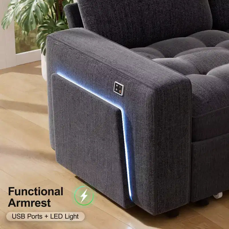 Dyonery 7-seater reclining sofa, modular sofa, side table with hidden storage, rechargeable