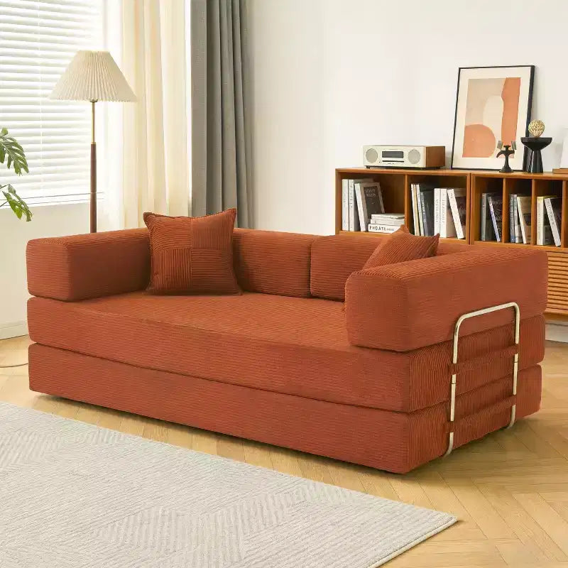 Dyonery 78Folding Sofa Bed Convertable Corduroy Couch King Size Floor Sleeper 4-in-1 DIY Combination Modular Sofa Fold Out Comfy sofa.