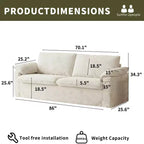 Dyonery 86 Cloud Loveseat Sofa, Deep Seat & Wide Armrest Pillows, Sturdy Frame, Breathable Ergonomic Design