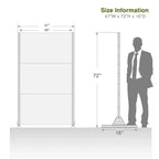 72H Room Divider Rectangle Galvanized Metal Frame Freestanding Privacy Screen Garden Fence Patio White