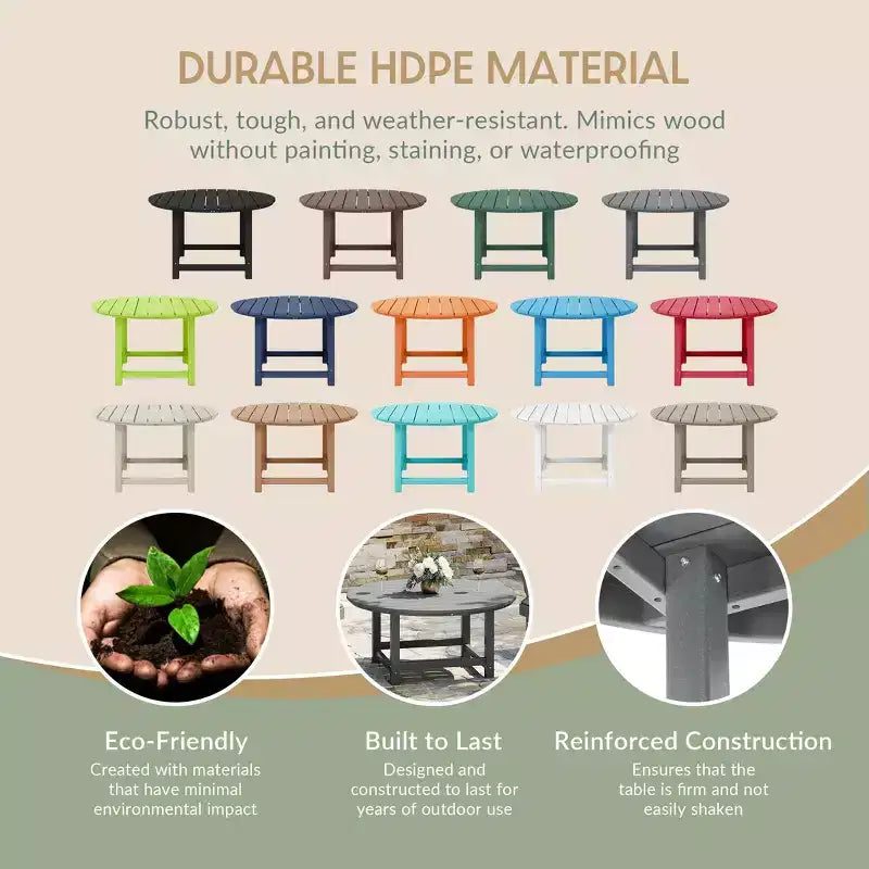 WestinTrends Dylan 5-Piece Outdoor Patio HDPE Adirondack Chair With Round Coffee Table Conversation Set