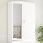 Armoire à deux portes avec miroir, blanc/brun foncé, 31,5L x 72H po – 31,5L x 72H po