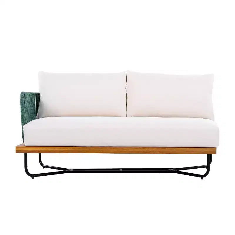 Christopher Knight Home Raphael 4 Piece Outdoor Rope and Acacia Sectional Sofa Set (Table Not Included)