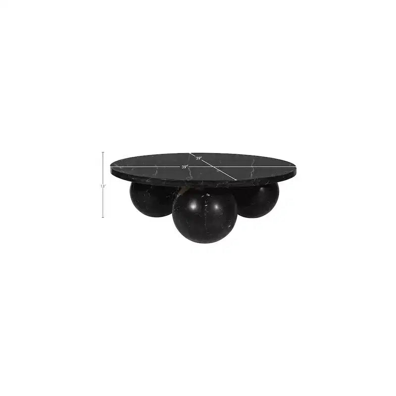 Round Marble Coffee Table with Sphere Legs, Multicolor, Seats 4–6