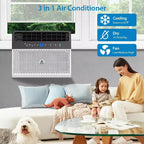 U-Shaped 8,000 BTU Window Air Conditioner  Ultra Quiet  Energy Efficient  Adjustable Depth  Remote Control  Washable Filter