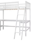 119''L 79.5''W Wood Twin Size L-Shaped Loft Bed with Ladder and 2 Built-in L-Shaped Desks