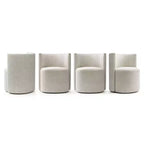 Lot de 4 chaises de salle à manger modernes pivotantes, chaises sans accoudoirs rembourrées en tissu texturé avec dossier incurvé pour salle à manger ou cuisine - Panipeachy