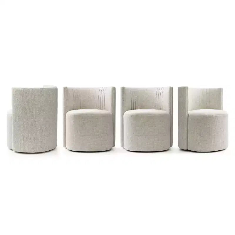 Lot de 4 chaises de salle à manger modernes pivotantes, chaises sans accoudoirs rembourrées en tissu texturé avec dossier incurvé pour salle à manger ou cuisine - Panipeachy