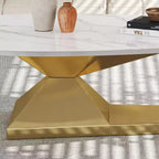 Ceramic Surface Coffee Table with Contemporary Stainless Steel Base  Durable and Elegant Showpiece for Living Room