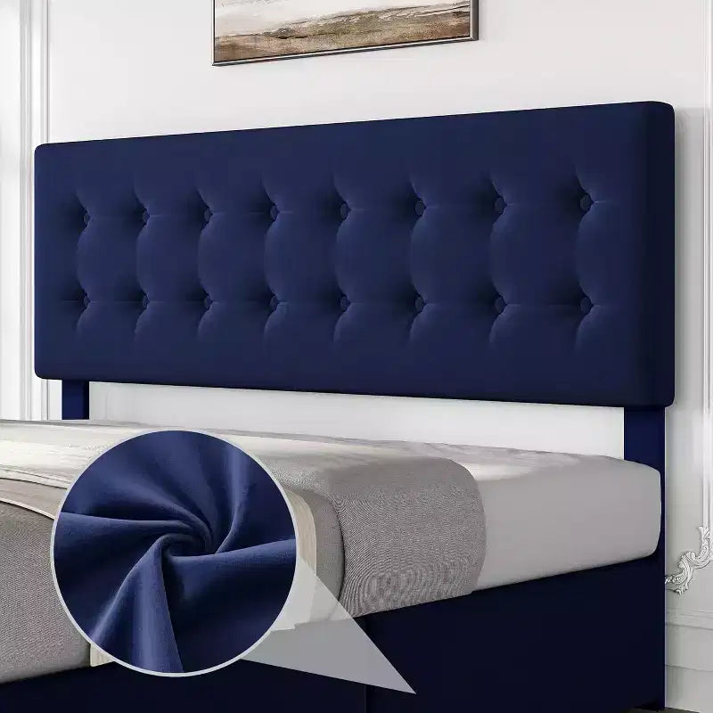 Storage Bed Frame with 4 Drawers & Adjustable Headboard - Upholstered Platform Bed