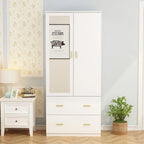 Armoire à deux portes avec miroir, blanc/brun foncé, 31,5L x 72H po – 31,5L x 72H po