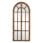 Full-Length Wall Mirror, Solid Wood Grid Arch Design, Openable, No Stand