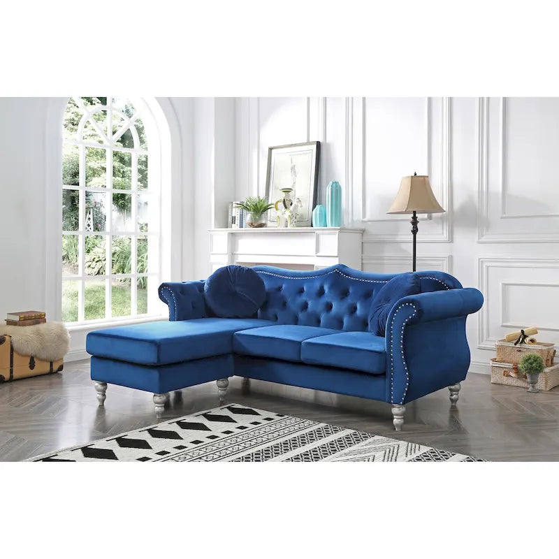 Hollywood Velvet Sofa with Reversible Chaise