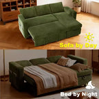 2-in-1 Pull Out Sleeper Sofa with Storage Chaise, Chenille Sectional Couch with USB Ports for Living Room