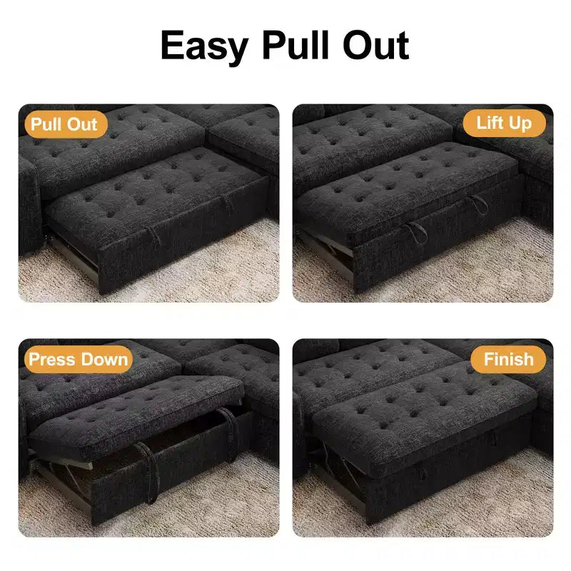 Dyonery 7-seater reclining sofa, modular sofa, side table with hidden storage, rechargeable