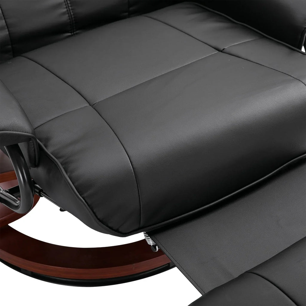 HomCom Faux Leather Adjustable Manual Swivel Base Recliner Chair with Comfortable and Relaxing Footrest