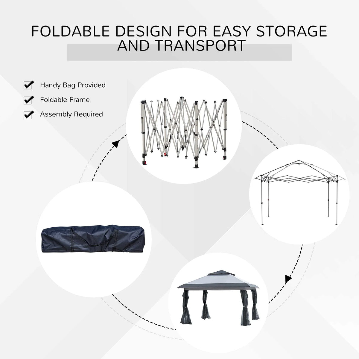Outsunny 12 x 12 Pop Up Canopy Sun Shade Instant Tent Folding with Mesh Sidewall Netting, 3-Level Adjustable Height