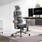 Chaise de bureau ergonomique Newtral avec repose-pieds - Fauteuil inclinable avec accoudoirs 4D - NT002+LAPD-GRAY